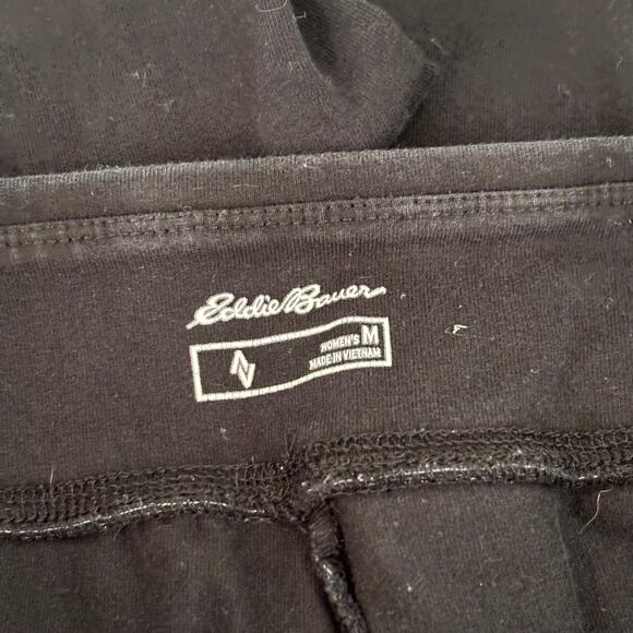Eddie Bauer Leggings Womens Medium Black Elastic Waist Jersey‎ Base Layer Cotton - Picture 10 of 12